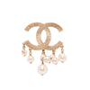 Chanel Light Gold Pearl Detail Brooch - Blue Spinach