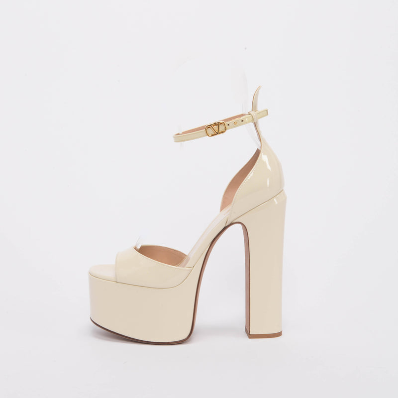 Valentino Cream Patent Tan-Go Mary Jane Sandals 36.5 - Blue Spinach