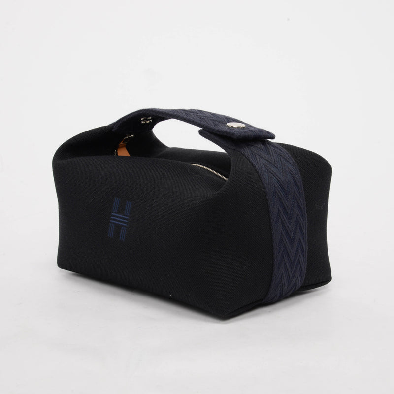 Hermes Black Canvas Bride-A-Brac Small Case - Blue Spinach