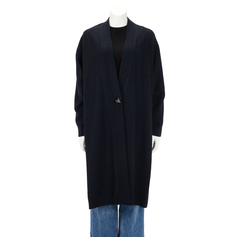 Hermes Navy & Black Cashmere Medor Button Cardigan FR 38