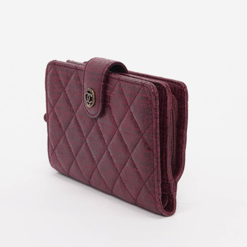 Chanel Burgundy Tweed Effect Paris to Edinburgh Wallet - Blue Spinach