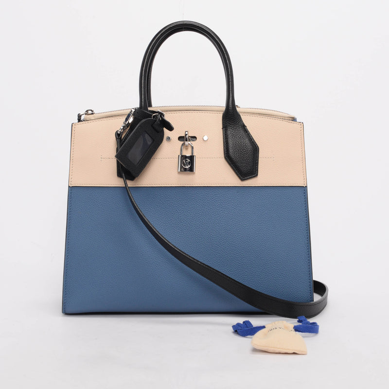 Louis Vuitton Tri-Colour Taurillon City Steamer MM - Blue Spinach