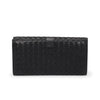 Bottega Veneta Black Intrecciato Bi-Fold Continental Wallet - Blue Spinach