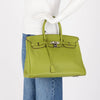 Hermes Vert Anis Togo Birkin 35 PHW - Blue Spinach