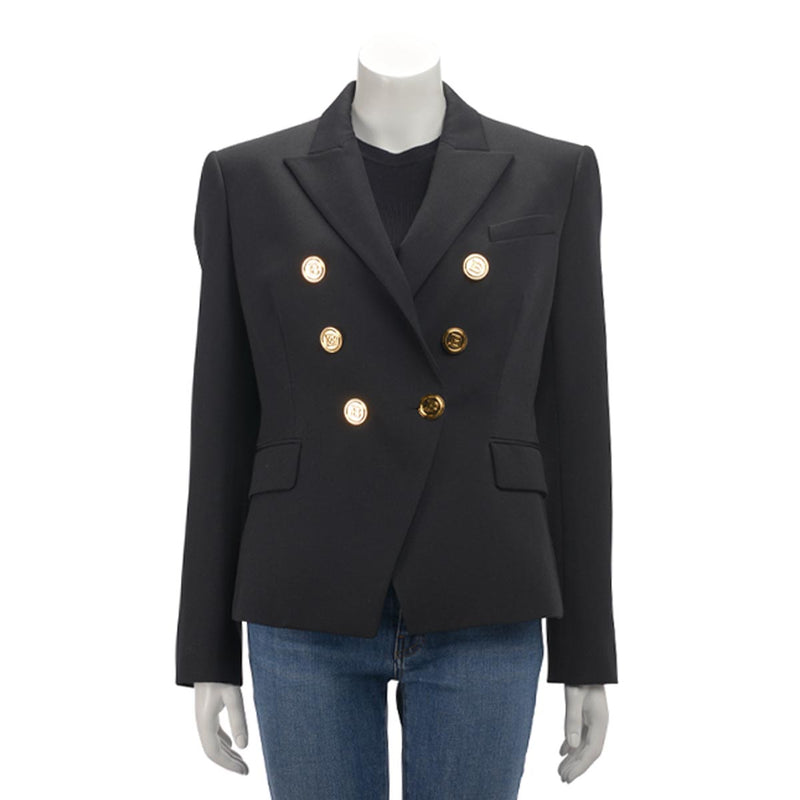 Balmain Black Wool D.B. Blazer Jacket FR 42 - Blue Spinach