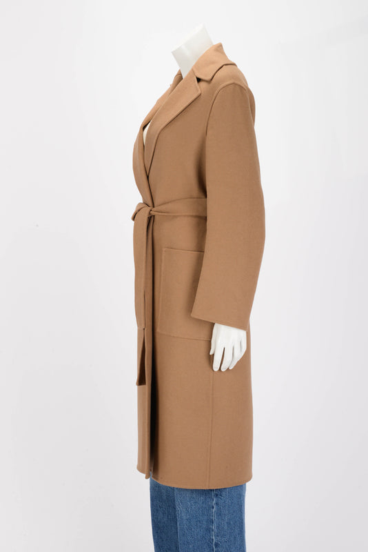 Dior Camel Wool Blend Wrap Coat FR 36 - Blue Spinach