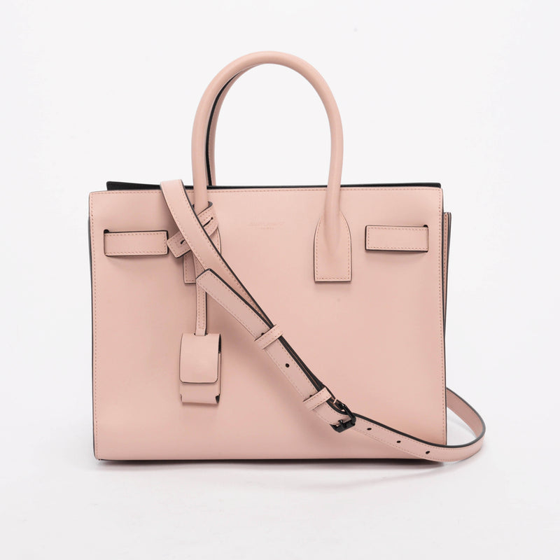 Saint Laurent Pink Smooth Calfskin Baby Sac de Jour Bag - Blue Spinach