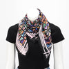 Fendi Black Silk Multicolour FF Fringed Scarf 90 - Blue Spinach