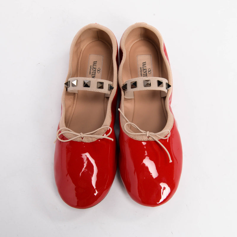 Valentino Red Patent Rockstud Ballerina Flats 36 - Blue Spinach