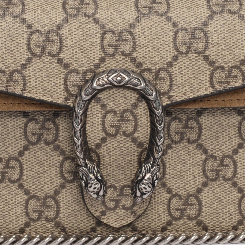 Gucci Beige GG Supreme Super Mini Dionysus Bag - Blue Spinach