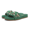 Aquazzura Green Terry Cotton Bon Bon Pool Slides 41 - Blue Spinach