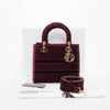 Dior Burgundy Cannage Velvet Medium Lady D-Lite Bag - Blue Spinach