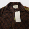 Gucci Brown Silk GG Supreme Zip Jacket L - Blue Spinach