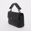 Valentino Black Crinkled Lambskin Medium Rockstud Spike Top Handle Bag - Blue Spinach