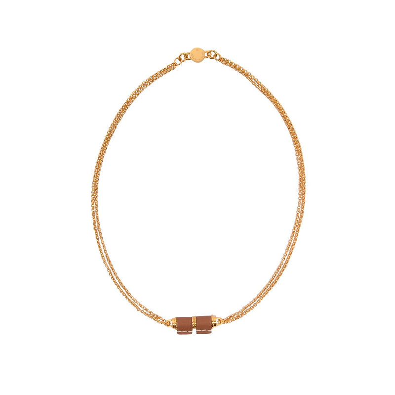 Hermes Gold Plated Charniere Small Model Necklace - Blue Spinach