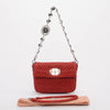 Miu Miu Red Matelasse Crystal Strap Shoulder Bag - Blue Spinach