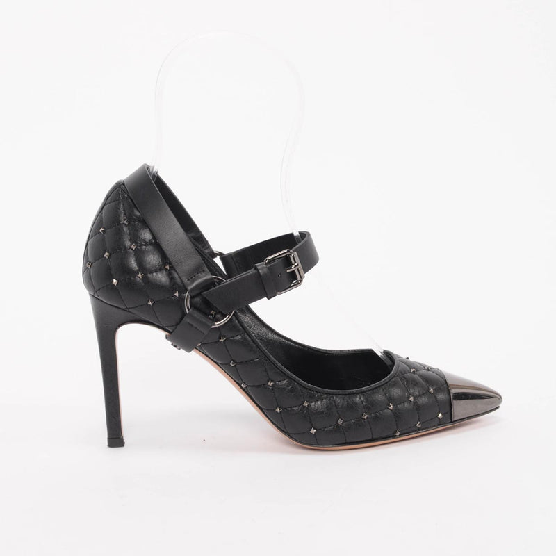 Valentino Black Nappa Rockstud Spike Pumps 37 - Blue Spinach