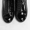 Chanel Black Patent Lace-Up CC Loafers 37.5 - Blue Spinach