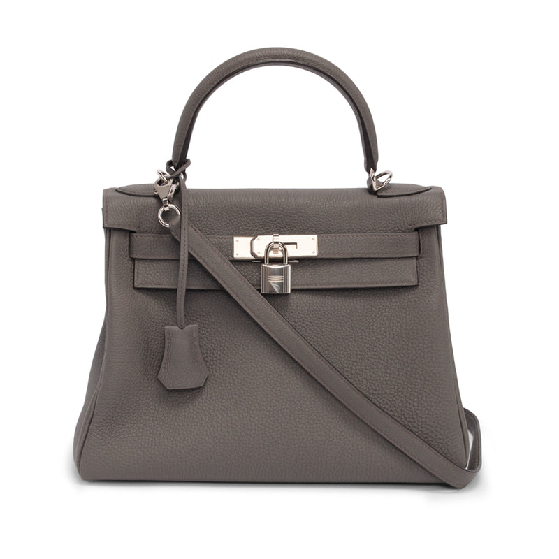 Hermes Gris Etain Togo Kelly 28 - Blue Spinach