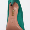 Aquazzura Emerald Green Satin Nolita Mules 41 - Blue Spinach