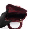 Dior Burgundy Cannage Velvet Medium Lady D-Lite Bag - Blue Spinach