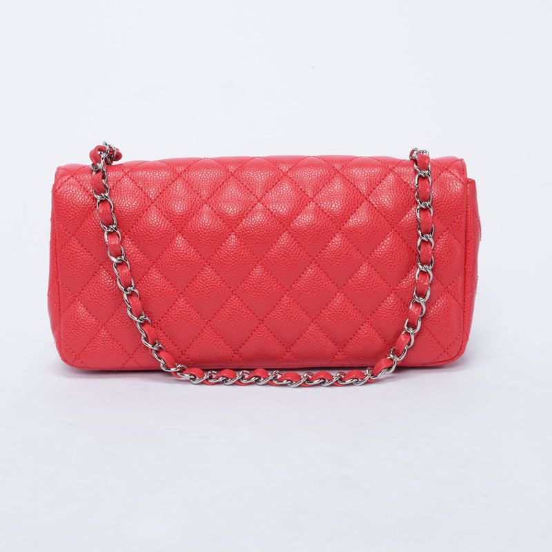 Chanel Red Caviar Leather East West Flap Bag - Blue Spinach