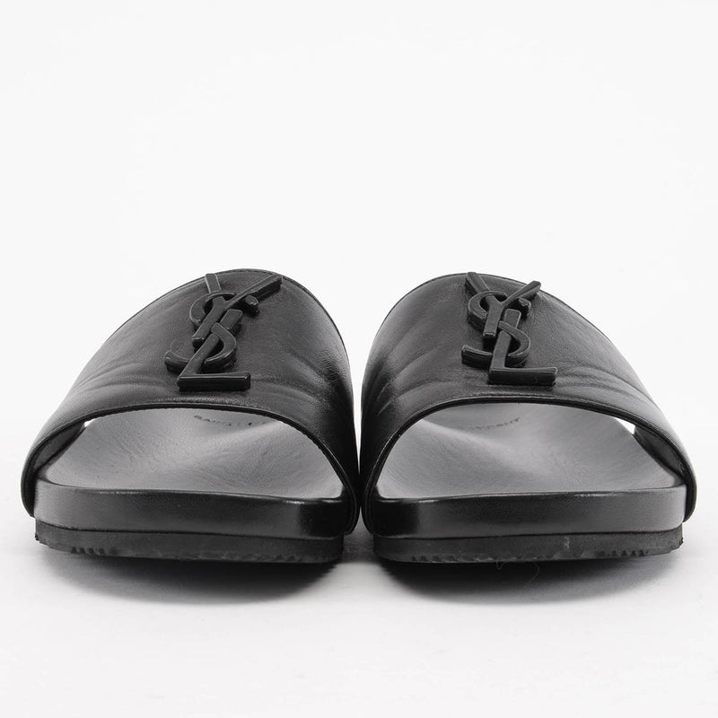 Saint Laurent Black Joan Slides 39 - Blue Spinach