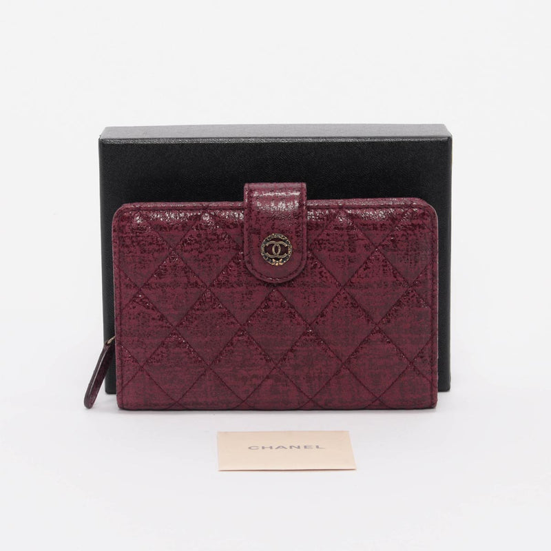 Chanel Burgundy Tweed Effect Paris to Edinburgh Wallet - Blue Spinach