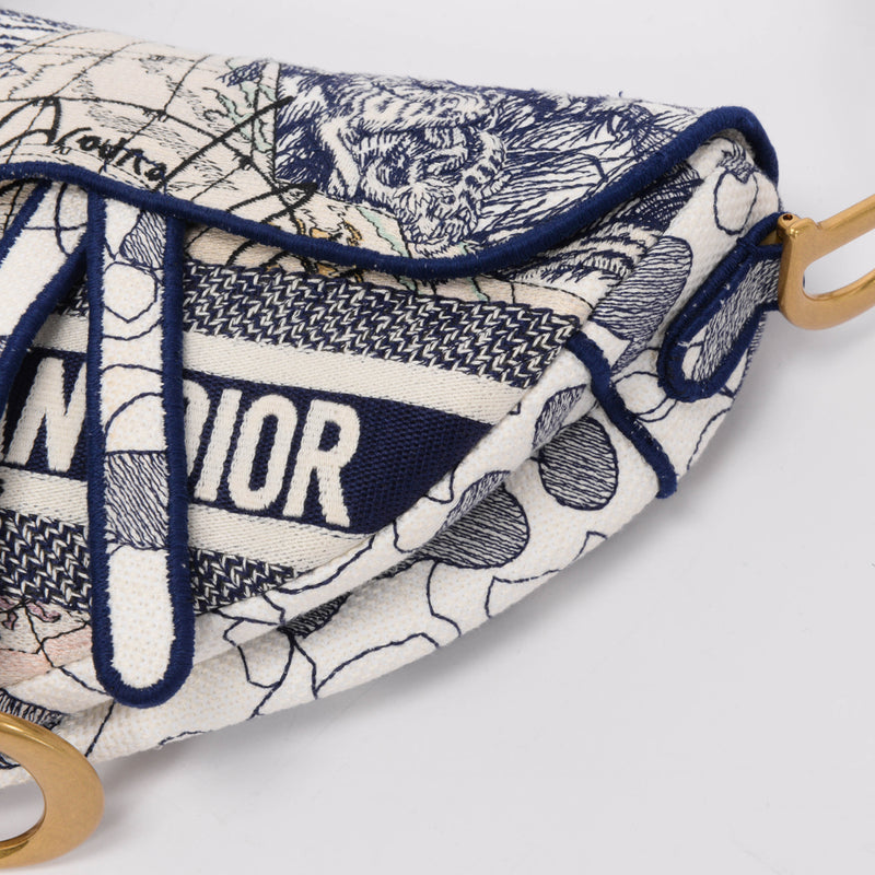 Dior White Around The World Saddle Bag - Blue Spinach