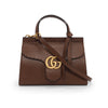 Gucci Brown Calfskin Mini GG Marmont Top Handle Bag - Blue Spinach