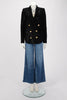 Balmain Black Fringed Lame Double Breasted Blazer FR 34 - Blue Spinach