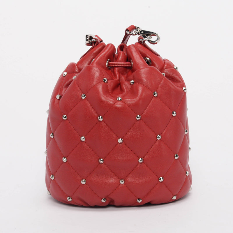 Miu Miu Red Nappa Studded Bucket Bag - Blue Spinach