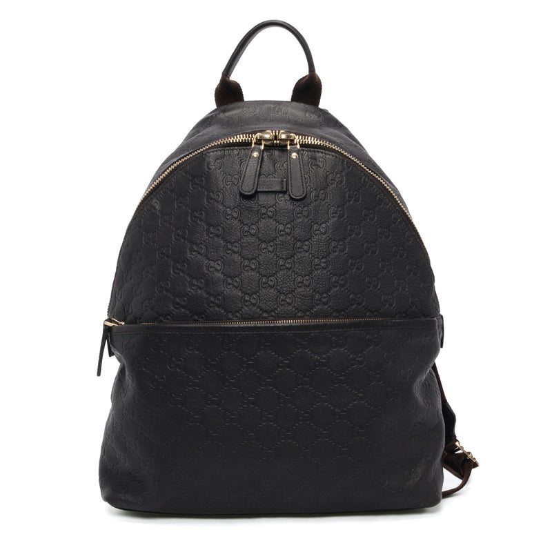 Gucci Brown Guccissima Medium Classic Backpack - Blue Spinach