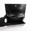 Saint Laurent Black Croc Embossed Medium Kate Tassel Bag - Blue Spinach