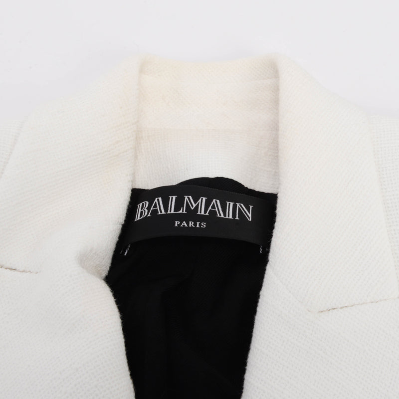 Balmain White Boucle Classic DB Blazer FR 34 - Blue Spinach