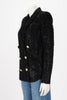 Balmain Black Fringed Lame Double Breasted Blazer FR 34 - Blue Spinach