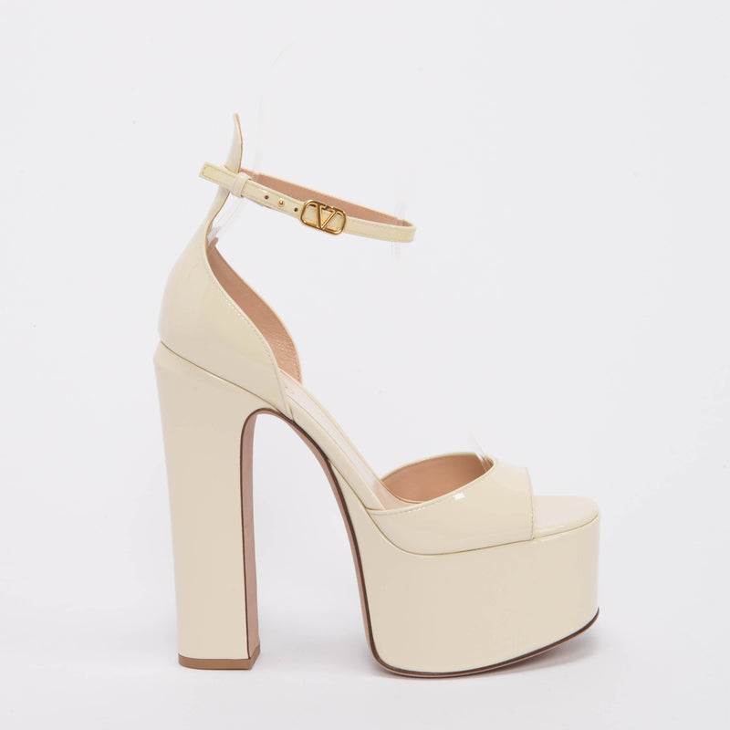 Valentino Cream Patent Tan-Go Mary Jane Sandals 36.5 - Blue Spinach