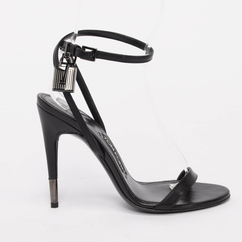 Tom Ford Black Nappa Padlock Sandals 35.5 - Blue Spinach