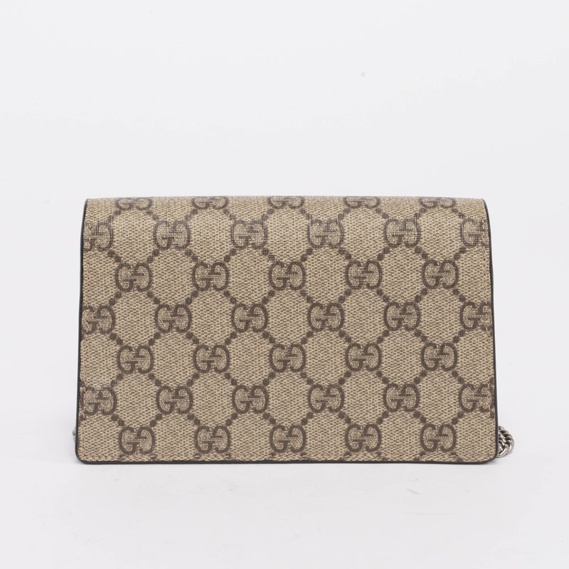 Gucci Beige GG Supreme Super Mini Dionysus Bag - Blue Spinach