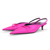 Balenciaga Rose Fuchsia Satin Knife Slingback Pumps 37 - Blue Spinach