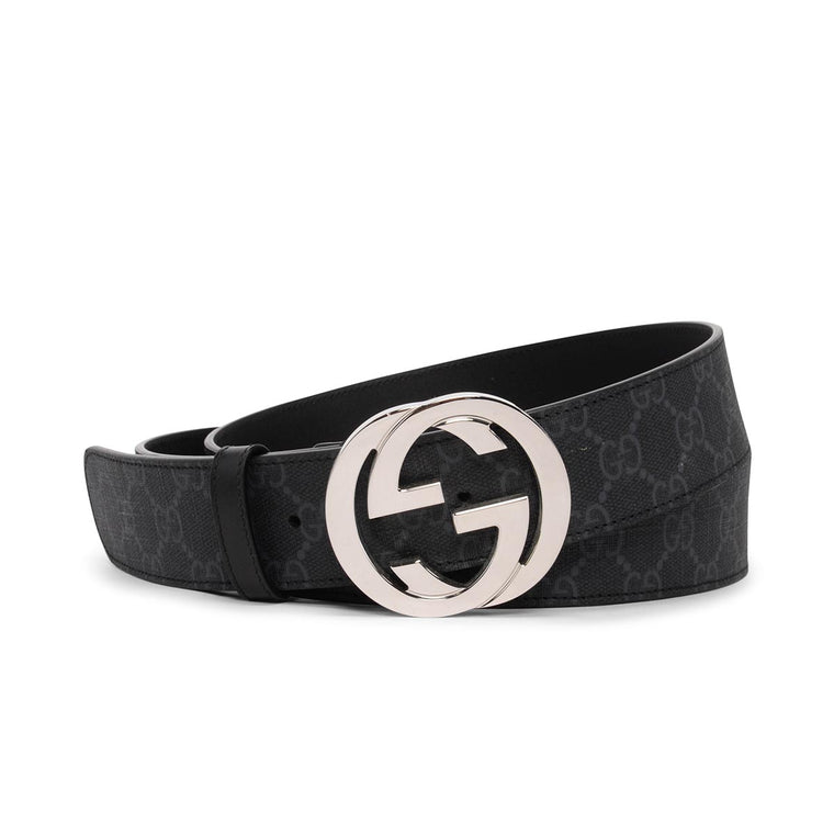 Gucci Black GG Supreme G Buckle Belt