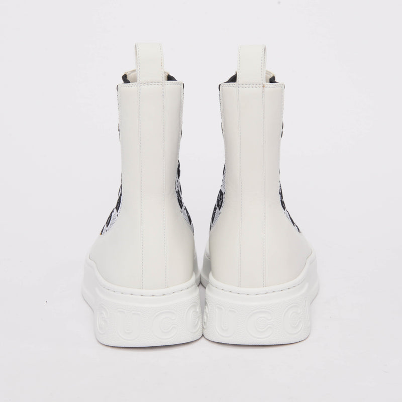 Gucci White Rubber GG Knit Ankle Boots 39 - Blue Spinach