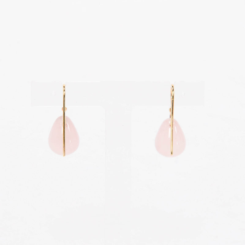 Jan Logan Rose Quartz Raindrop Earrings - Blue Spinach