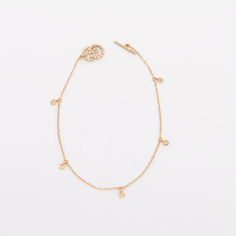 Gucci 18K Gold & Diamond Running GG Bracelet - Blue Spinach