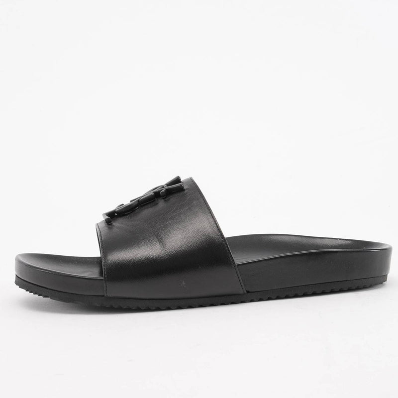 Saint Laurent Black Joan Slides 39 - Blue Spinach