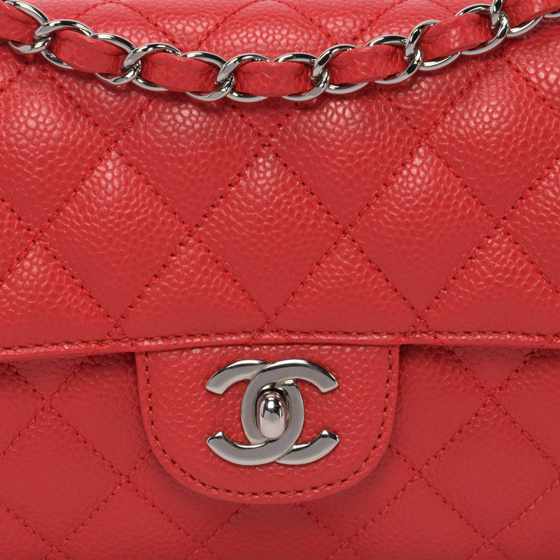 Chanel Red Caviar Leather East West Flap Bag - Blue Spinach