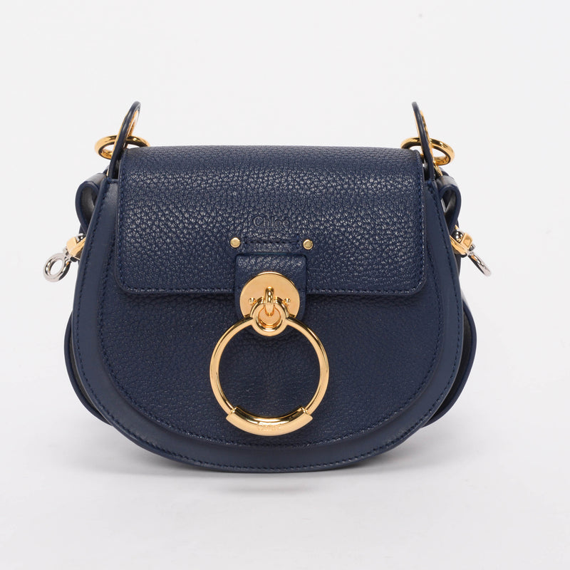 Chloe Blue Calfskin Small Tess Shoulder Bag - Blue Spinach