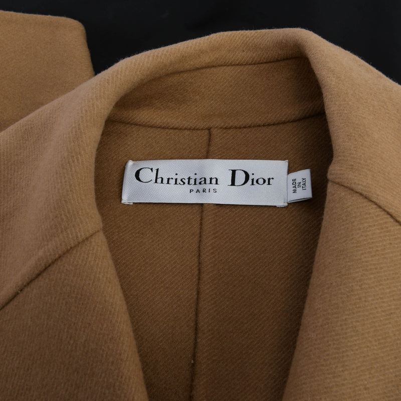 Dior Camel Wool Blend Wrap Coat FR 36 - Blue Spinach