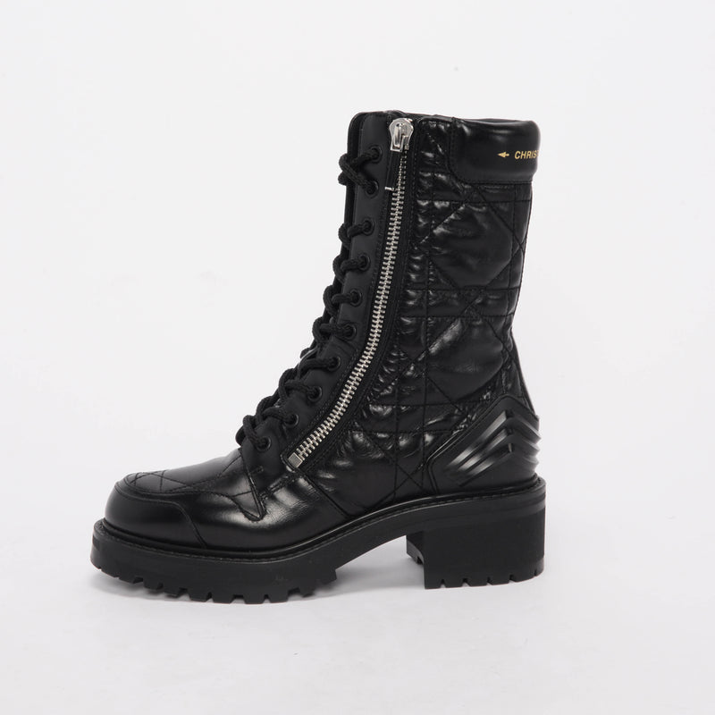 Dior Black Cannage Calfskin D-Leader Boots 37 - Blue Spinach