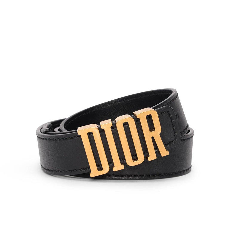 Dior Black Calfskin D-Fence Belt - Blue Spinach